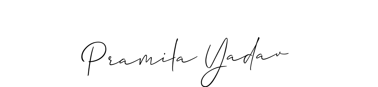 Make a beautiful signature design for name Pramila Yadav. With this signature (Allison_Script) style, you can create a handwritten signature for free. Pramila Yadav signature style 2 images and pictures png