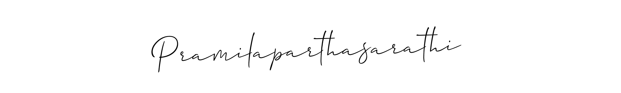 How to Draw Pramilaparthasarathi signature style? Allison_Script is a latest design signature styles for name Pramilaparthasarathi. Pramilaparthasarathi signature style 2 images and pictures png