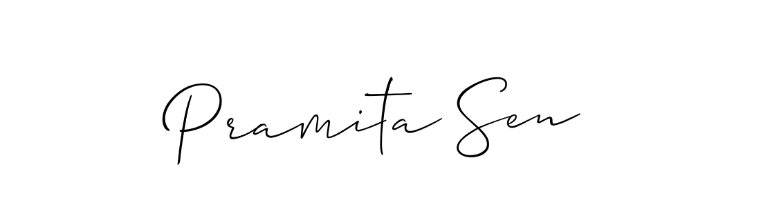 Allison_Script is a professional signature style that is perfect for those who want to add a touch of class to their signature. It is also a great choice for those who want to make their signature more unique. Get Pramita Sen name to fancy signature for free. Pramita Sen signature style 2 images and pictures png