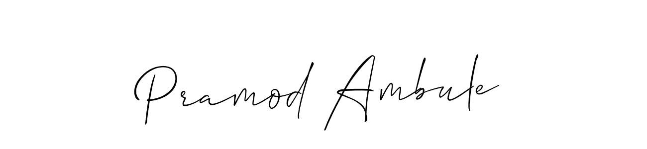 The best way (Allison_Script) to make a short signature is to pick only two or three words in your name. The name Pramod Ambule include a total of six letters. For converting this name. Pramod Ambule signature style 2 images and pictures png