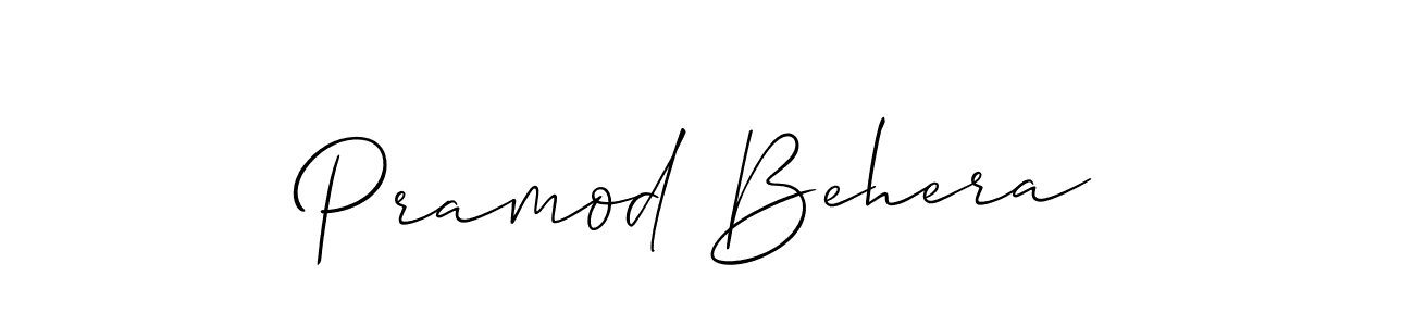 This is the best signature style for the Pramod Behera name. Also you like these signature font (Allison_Script). Mix name signature. Pramod Behera signature style 2 images and pictures png