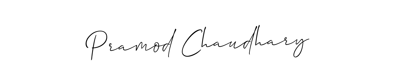 How to make Pramod Chaudhary name signature. Use Allison_Script style for creating short signs online. This is the latest handwritten sign. Pramod Chaudhary signature style 2 images and pictures png