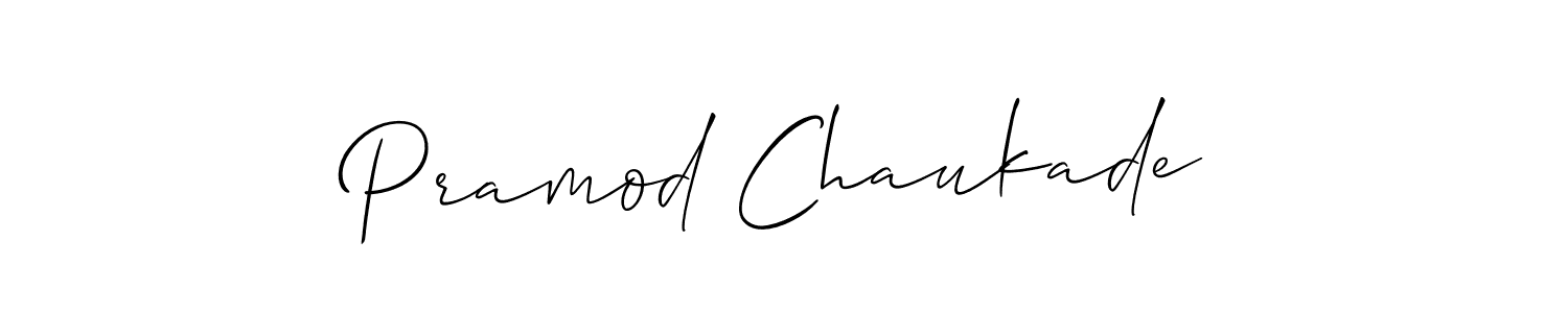 Make a beautiful signature design for name Pramod Chaukade. With this signature (Allison_Script) style, you can create a handwritten signature for free. Pramod Chaukade signature style 2 images and pictures png