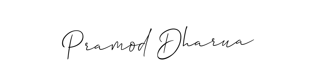 Make a beautiful signature design for name Pramod Dharua. With this signature (Allison_Script) style, you can create a handwritten signature for free. Pramod Dharua signature style 2 images and pictures png