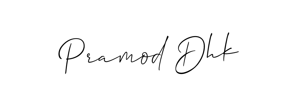 Make a beautiful signature design for name Pramod Dhk. With this signature (Allison_Script) style, you can create a handwritten signature for free. Pramod Dhk signature style 2 images and pictures png