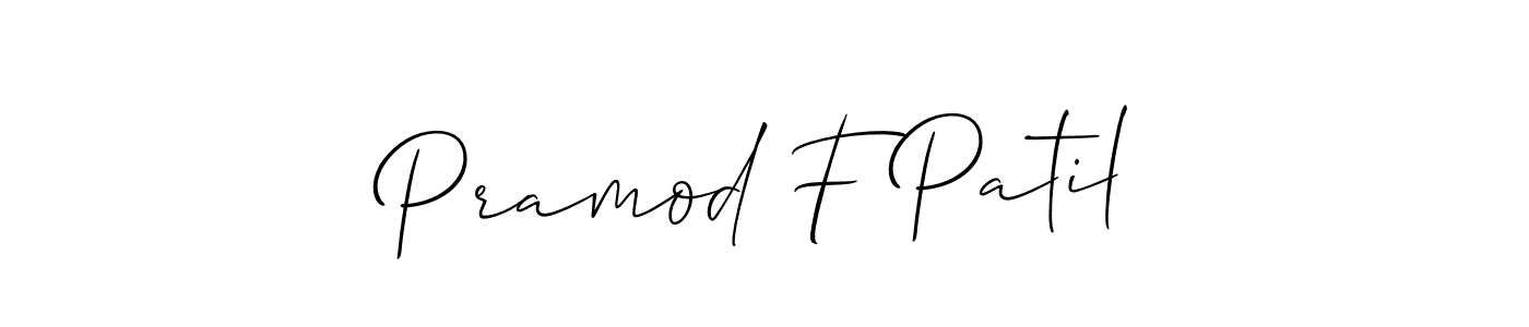 Pramod F Patil stylish signature style. Best Handwritten Sign (Allison_Script) for my name. Handwritten Signature Collection Ideas for my name Pramod F Patil. Pramod F Patil signature style 2 images and pictures png