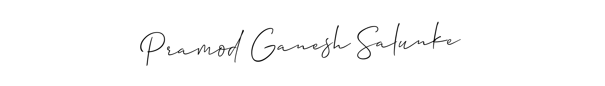 How to make Pramod Ganesh Salunke name signature. Use Allison_Script style for creating short signs online. This is the latest handwritten sign. Pramod Ganesh Salunke signature style 2 images and pictures png