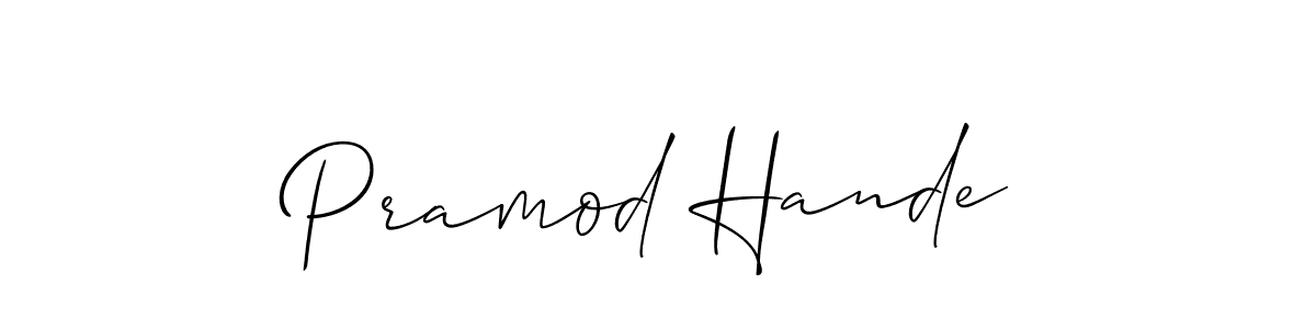 Similarly Allison_Script is the best handwritten signature design. Signature creator online .You can use it as an online autograph creator for name Pramod Hande. Pramod Hande signature style 2 images and pictures png