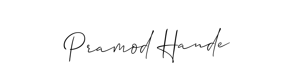 It looks lik you need a new signature style for name Pramod Hande. Design unique handwritten (Allison_Script) signature with our free signature maker in just a few clicks. Pramod Hande signature style 2 images and pictures png