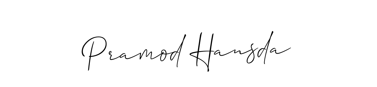 if you are searching for the best signature style for your name Pramod Hansda. so please give up your signature search. here we have designed multiple signature styles  using Allison_Script. Pramod Hansda signature style 2 images and pictures png