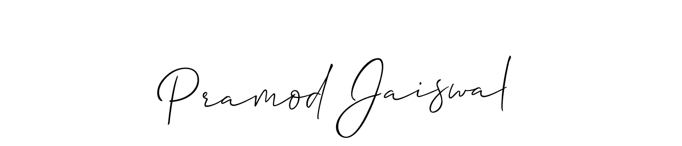 You should practise on your own different ways (Allison_Script) to write your name (Pramod Jaiswal) in signature. don't let someone else do it for you. Pramod Jaiswal signature style 2 images and pictures png