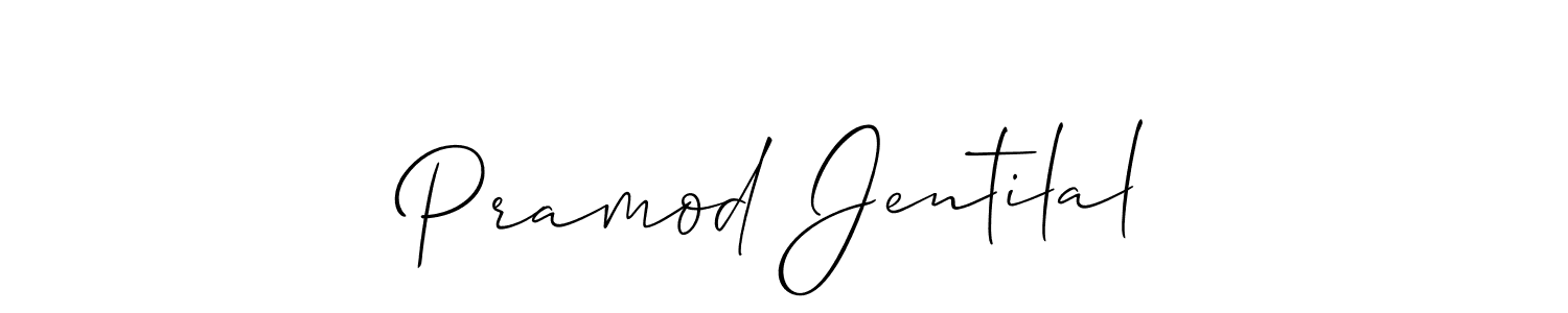 How to make Pramod Jentilal name signature. Use Allison_Script style for creating short signs online. This is the latest handwritten sign. Pramod Jentilal signature style 2 images and pictures png