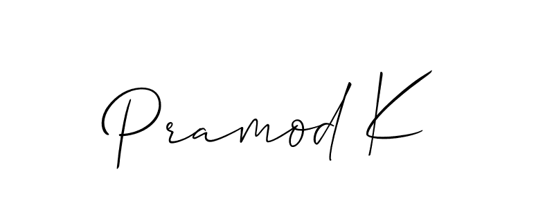 It looks lik you need a new signature style for name Pramod K. Design unique handwritten (Allison_Script) signature with our free signature maker in just a few clicks. Pramod K signature style 2 images and pictures png