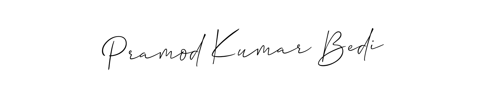 Use a signature maker to create a handwritten signature online. With this signature software, you can design (Allison_Script) your own signature for name Pramod Kumar Bedi. Pramod Kumar Bedi signature style 2 images and pictures png