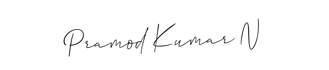 The best way (Allison_Script) to make a short signature is to pick only two or three words in your name. The name Pramod Kumar N include a total of six letters. For converting this name. Pramod Kumar N signature style 2 images and pictures png