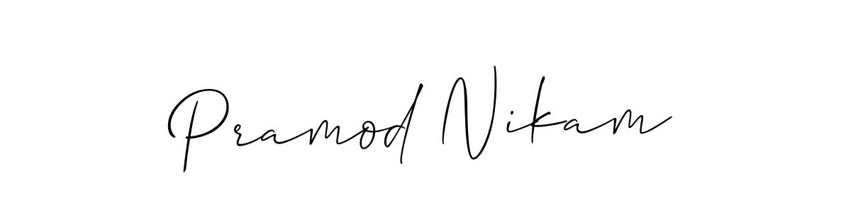 How to make Pramod Nikam name signature. Use Allison_Script style for creating short signs online. This is the latest handwritten sign. Pramod Nikam signature style 2 images and pictures png