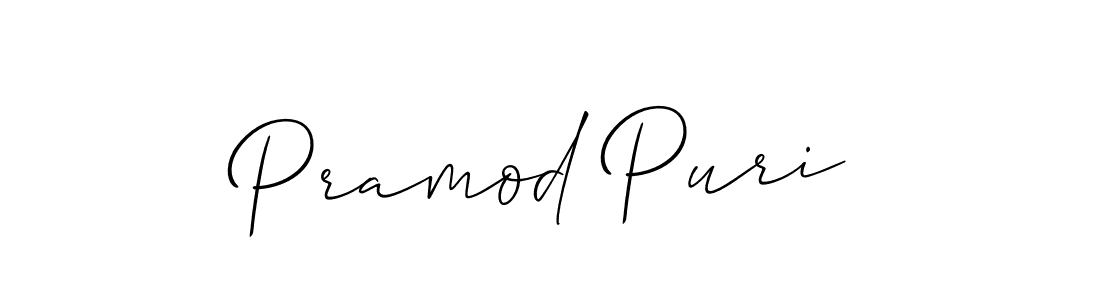 Pramod Puri stylish signature style. Best Handwritten Sign (Allison_Script) for my name. Handwritten Signature Collection Ideas for my name Pramod Puri. Pramod Puri signature style 2 images and pictures png