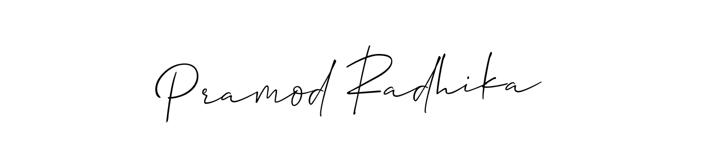 Also You can easily find your signature by using the search form. We will create Pramod Radhika name handwritten signature images for you free of cost using Allison_Script sign style. Pramod Radhika signature style 2 images and pictures png