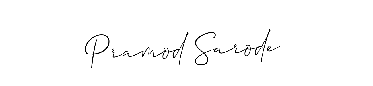 Create a beautiful signature design for name Pramod Sarode. With this signature (Allison_Script) fonts, you can make a handwritten signature for free. Pramod Sarode signature style 2 images and pictures png