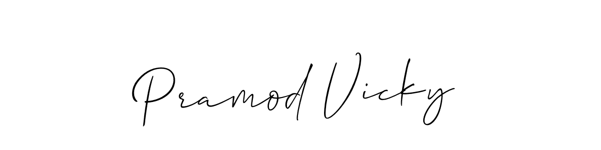 How to make Pramod Vicky name signature. Use Allison_Script style for creating short signs online. This is the latest handwritten sign. Pramod Vicky signature style 2 images and pictures png