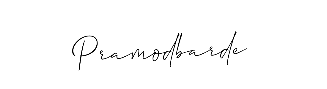 How to make Pramodbarde signature? Allison_Script is a professional autograph style. Create handwritten signature for Pramodbarde name. Pramodbarde signature style 2 images and pictures png
