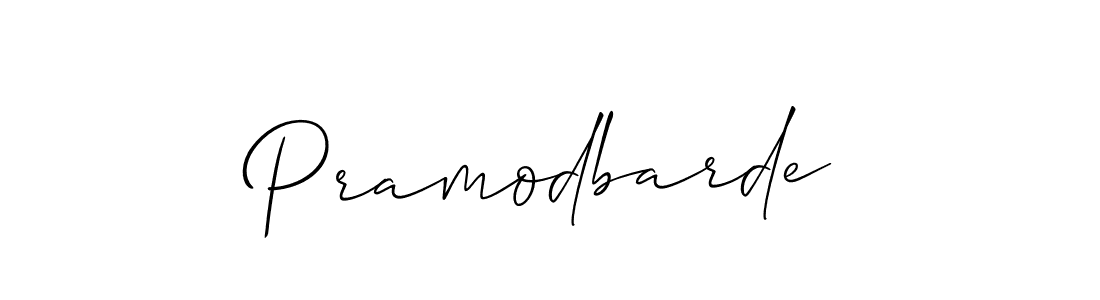 Make a beautiful signature design for name Pramodbarde. With this signature (Allison_Script) style, you can create a handwritten signature for free. Pramodbarde signature style 2 images and pictures png