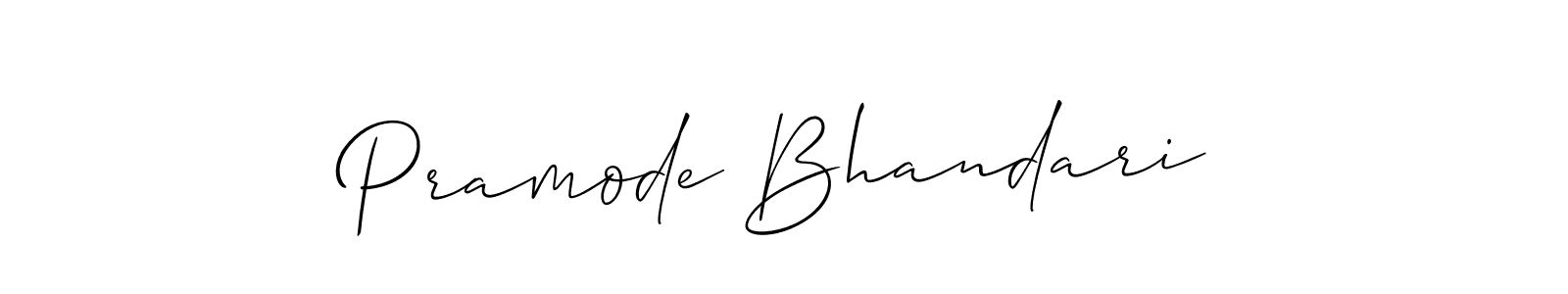 This is the best signature style for the Pramode Bhandari name. Also you like these signature font (Allison_Script). Mix name signature. Pramode Bhandari signature style 2 images and pictures png