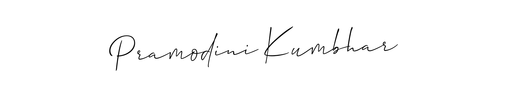 Make a beautiful signature design for name Pramodini Kumbhar. With this signature (Allison_Script) style, you can create a handwritten signature for free. Pramodini Kumbhar signature style 2 images and pictures png