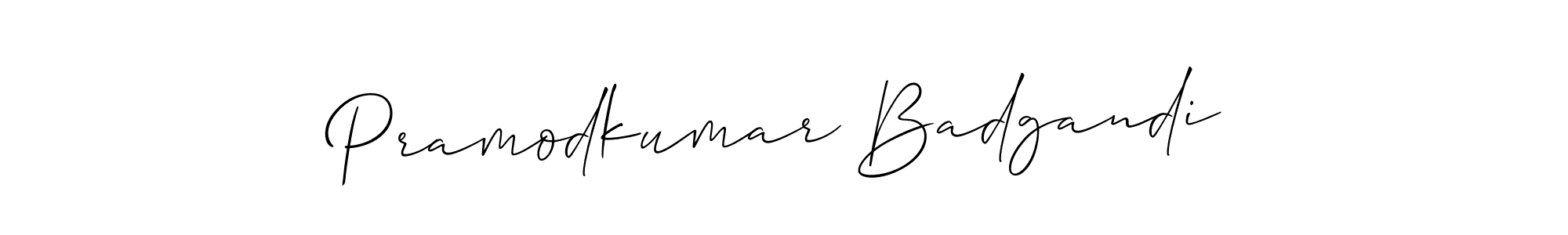 Allison_Script is a professional signature style that is perfect for those who want to add a touch of class to their signature. It is also a great choice for those who want to make their signature more unique. Get Pramodkumar Badgandi name to fancy signature for free. Pramodkumar Badgandi signature style 2 images and pictures png