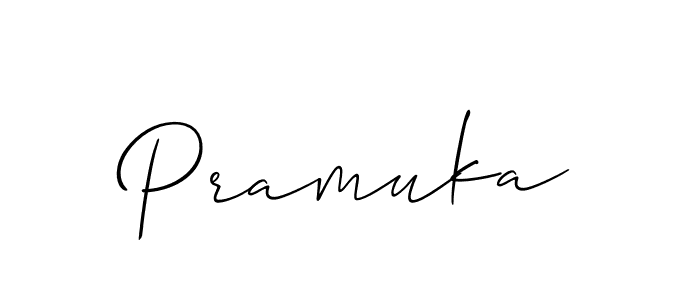 Create a beautiful signature design for name Pramuka. With this signature (Allison_Script) fonts, you can make a handwritten signature for free. Pramuka signature style 2 images and pictures png