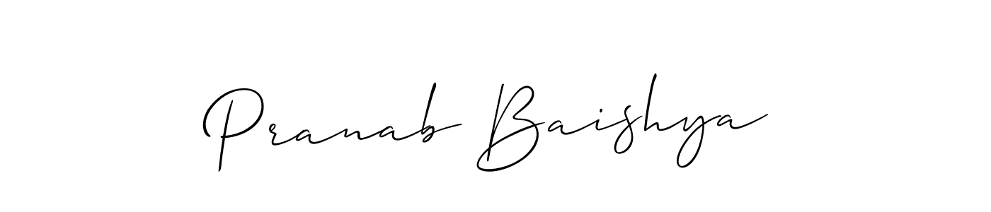 Make a beautiful signature design for name Pranab Baishya. With this signature (Allison_Script) style, you can create a handwritten signature for free. Pranab Baishya signature style 2 images and pictures png