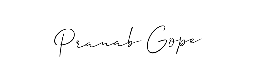 How to make Pranab Gope name signature. Use Allison_Script style for creating short signs online. This is the latest handwritten sign. Pranab Gope signature style 2 images and pictures png