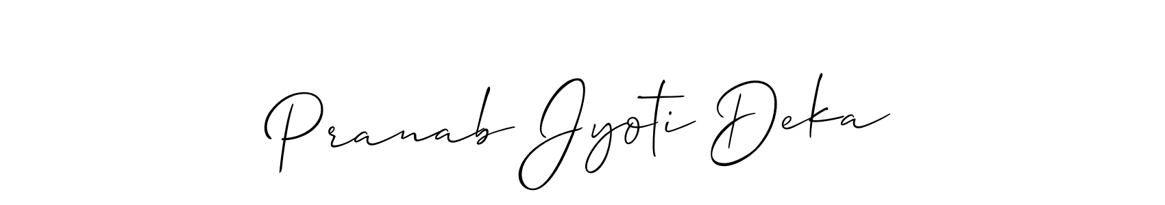 The best way (Allison_Script) to make a short signature is to pick only two or three words in your name. The name Pranab Jyoti Deka include a total of six letters. For converting this name. Pranab Jyoti Deka signature style 2 images and pictures png