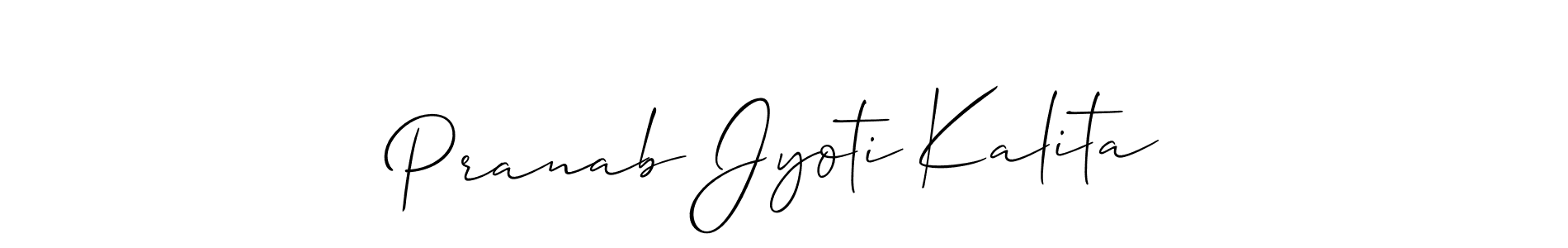How to make Pranab Jyoti Kalita name signature. Use Allison_Script style for creating short signs online. This is the latest handwritten sign. Pranab Jyoti Kalita signature style 2 images and pictures png