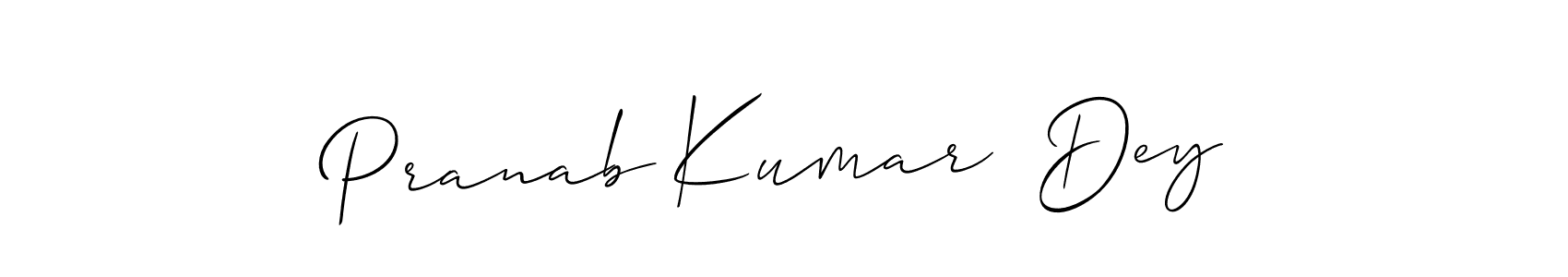 The best way (Allison_Script) to make a short signature is to pick only two or three words in your name. The name Pranab Kumar  Dey include a total of six letters. For converting this name. Pranab Kumar  Dey signature style 2 images and pictures png