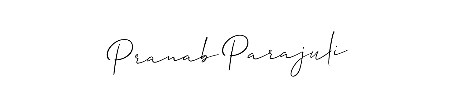 Allison_Script is a professional signature style that is perfect for those who want to add a touch of class to their signature. It is also a great choice for those who want to make their signature more unique. Get Pranab Parajuli name to fancy signature for free. Pranab Parajuli signature style 2 images and pictures png