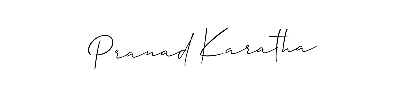 Allison_Script is a professional signature style that is perfect for those who want to add a touch of class to their signature. It is also a great choice for those who want to make their signature more unique. Get Pranad Karatha name to fancy signature for free. Pranad Karatha signature style 2 images and pictures png