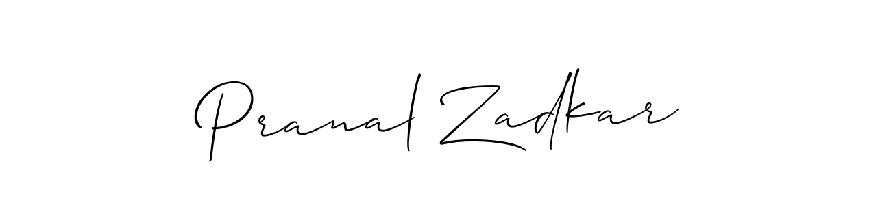 How to make Pranal Zadkar signature? Allison_Script is a professional autograph style. Create handwritten signature for Pranal Zadkar name. Pranal Zadkar signature style 2 images and pictures png