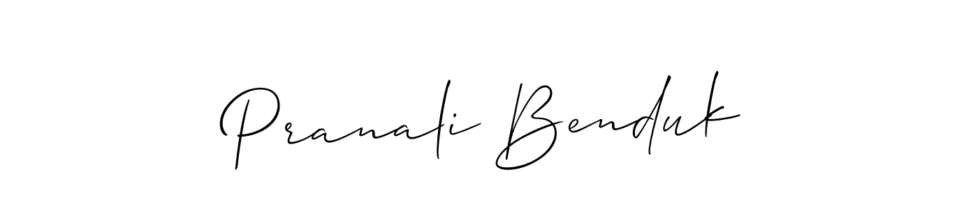 Allison_Script is a professional signature style that is perfect for those who want to add a touch of class to their signature. It is also a great choice for those who want to make their signature more unique. Get Pranali Benduk name to fancy signature for free. Pranali Benduk signature style 2 images and pictures png