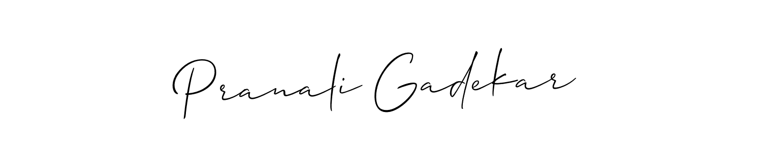 The best way (Allison_Script) to make a short signature is to pick only two or three words in your name. The name Pranali Gadekar include a total of six letters. For converting this name. Pranali Gadekar signature style 2 images and pictures png