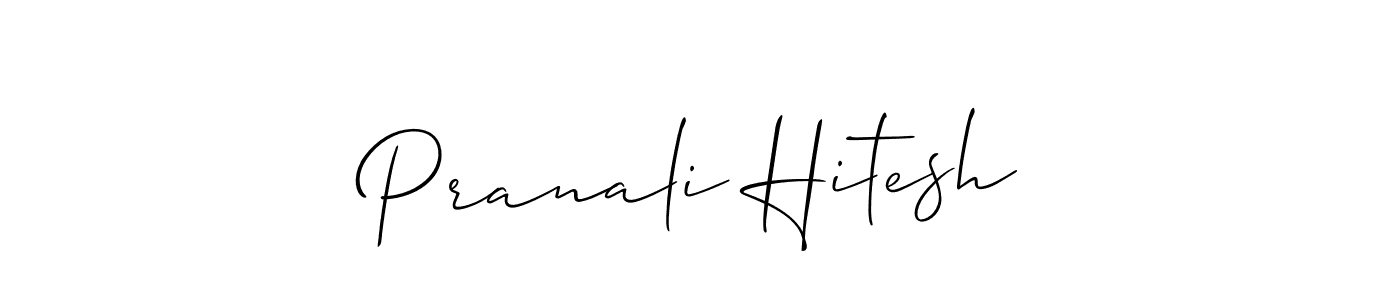 How to make Pranali Hitesh name signature. Use Allison_Script style for creating short signs online. This is the latest handwritten sign. Pranali Hitesh signature style 2 images and pictures png