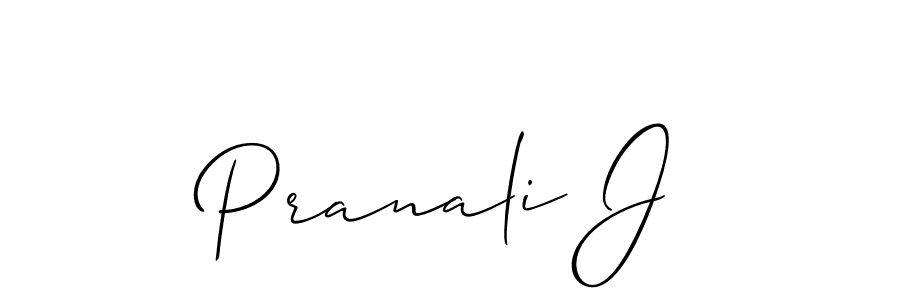 Use a signature maker to create a handwritten signature online. With this signature software, you can design (Allison_Script) your own signature for name Pranali J. Pranali J signature style 2 images and pictures png