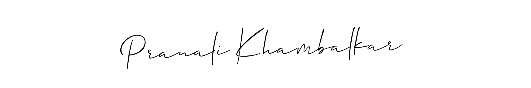 How to make Pranali Khambalkar name signature. Use Allison_Script style for creating short signs online. This is the latest handwritten sign. Pranali Khambalkar signature style 2 images and pictures png