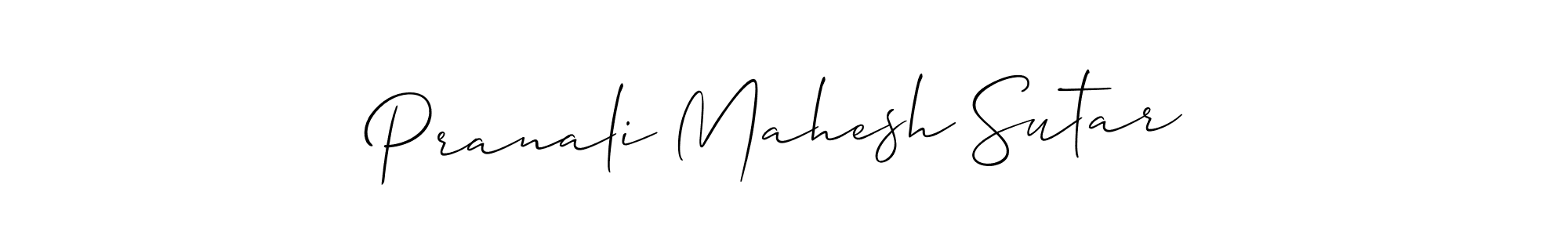 How to make Pranali Mahesh Sutar name signature. Use Allison_Script style for creating short signs online. This is the latest handwritten sign. Pranali Mahesh Sutar signature style 2 images and pictures png
