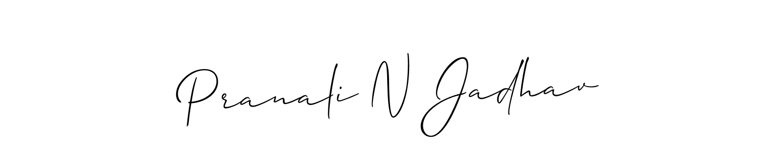 This is the best signature style for the Pranali N Jadhav name. Also you like these signature font (Allison_Script). Mix name signature. Pranali N Jadhav signature style 2 images and pictures png