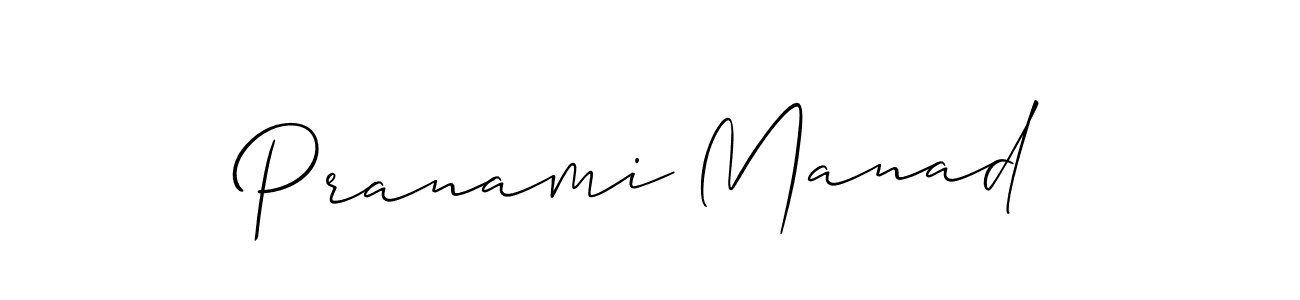 Similarly Allison_Script is the best handwritten signature design. Signature creator online .You can use it as an online autograph creator for name Pranami Manad. Pranami Manad signature style 2 images and pictures png