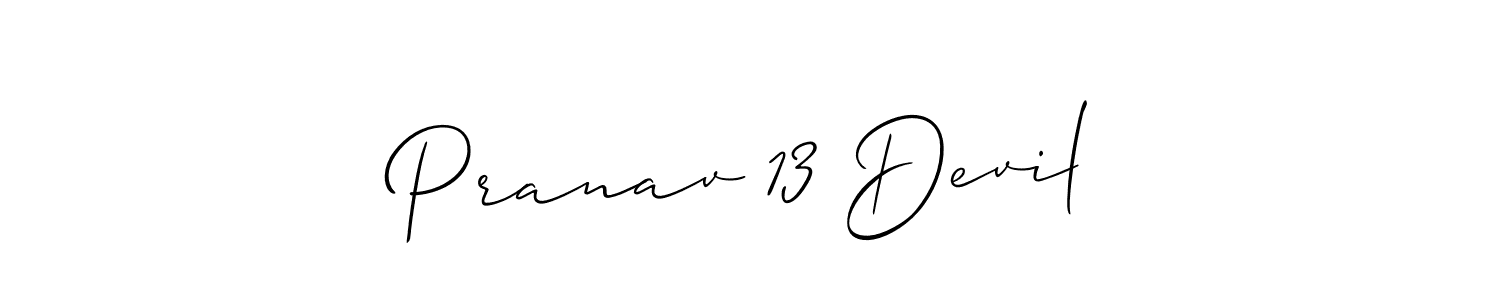 Create a beautiful signature design for name Pranav 13 Devil. With this signature (Allison_Script) fonts, you can make a handwritten signature for free. Pranav 13 Devil signature style 2 images and pictures png