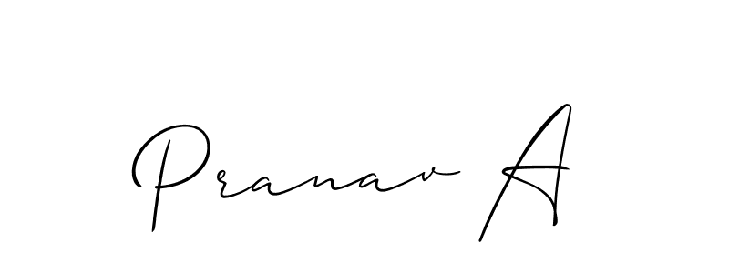 Design your own signature with our free online signature maker. With this signature software, you can create a handwritten (Allison_Script) signature for name Pranav A. Pranav A signature style 2 images and pictures png