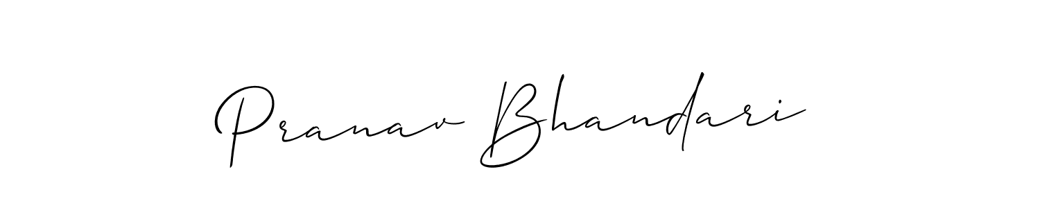 Make a beautiful signature design for name Pranav Bhandari. With this signature (Allison_Script) style, you can create a handwritten signature for free. Pranav Bhandari signature style 2 images and pictures png