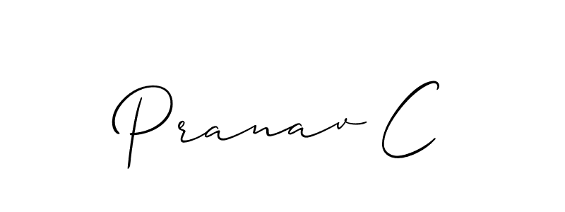 Allison_Script is a professional signature style that is perfect for those who want to add a touch of class to their signature. It is also a great choice for those who want to make their signature more unique. Get Pranav C name to fancy signature for free. Pranav C signature style 2 images and pictures png